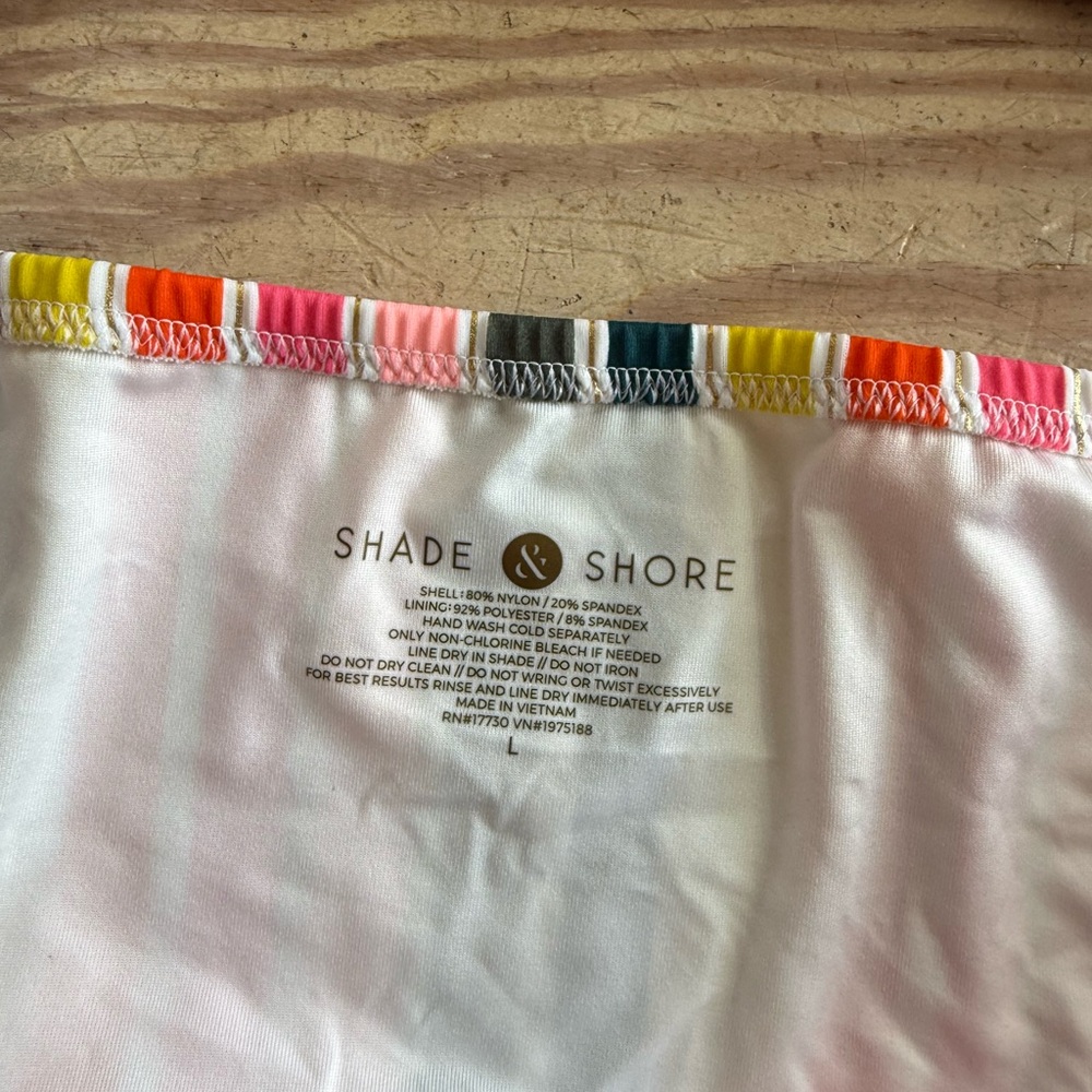 Shade & Shore Striped Multicolor Bikini Set top size 36C bottoms size L - Picture 2 of 4